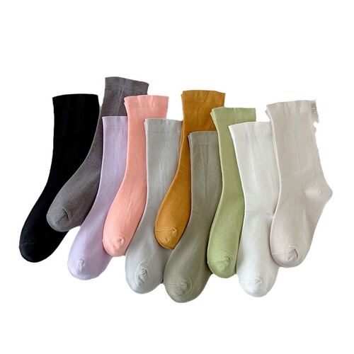 Autumn and winter socks women's long tube confinement socks ins trendy Morandi college style pile socks soft and waxy pure cotton boneless socks