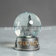 芝加哥创意树脂水球摆件雪球旅游城市纪念品树脂水晶雪花球