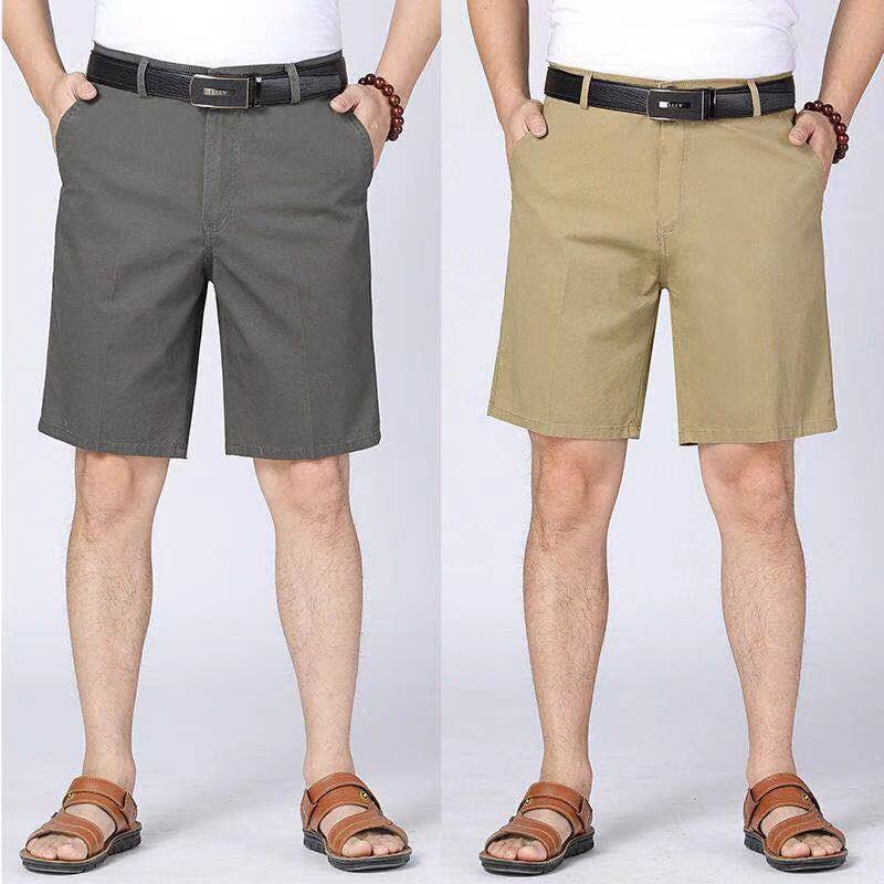 Pantalones cortos casuales de verano de algodón de algodón al por mayor para hombres, pantalones rectos sueltos de cintura alta de mediana edad y ancianos