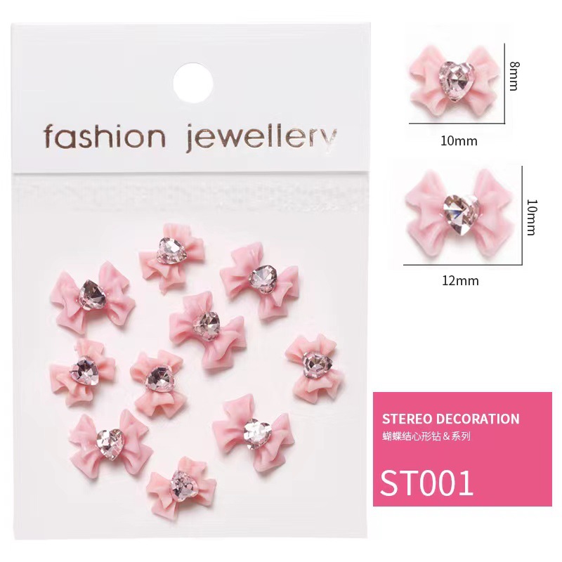 Celebridad en línea guerrero arco accesorios de uñas super flash todo partido tridimensional pila diamante amor accesorios de uñas al por mayor