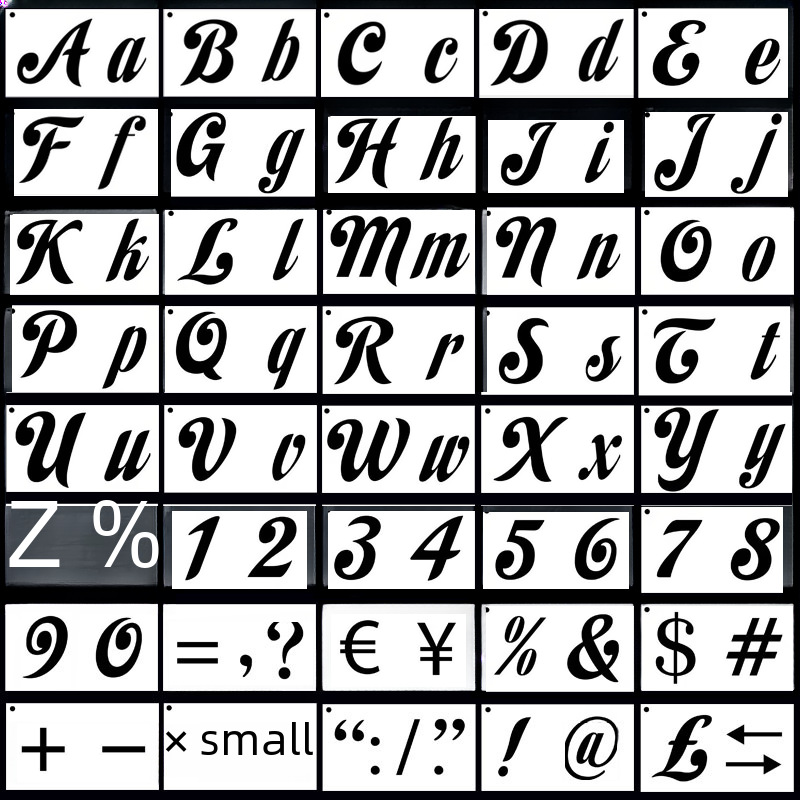 Amazon Cross-border English alphabet template with digital punctuation, painting template, vinyl cutting template