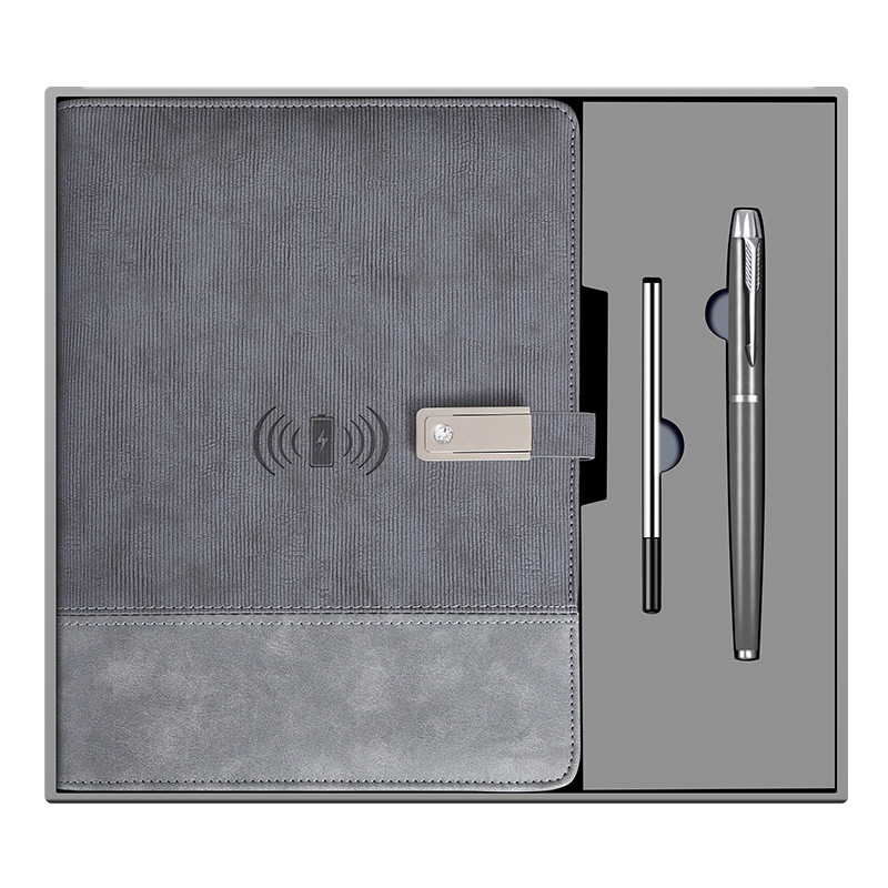 무선 충전 보물 노트북 맞춤형 루즈리프 모바일 파워북 선물 세트 USB 두꺼운 노트패드 포함