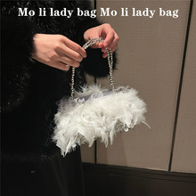 女包文艺仙女亮片毛毛包手拿复古包旗袍包火鸡毛斜挎肩包晚宴包女