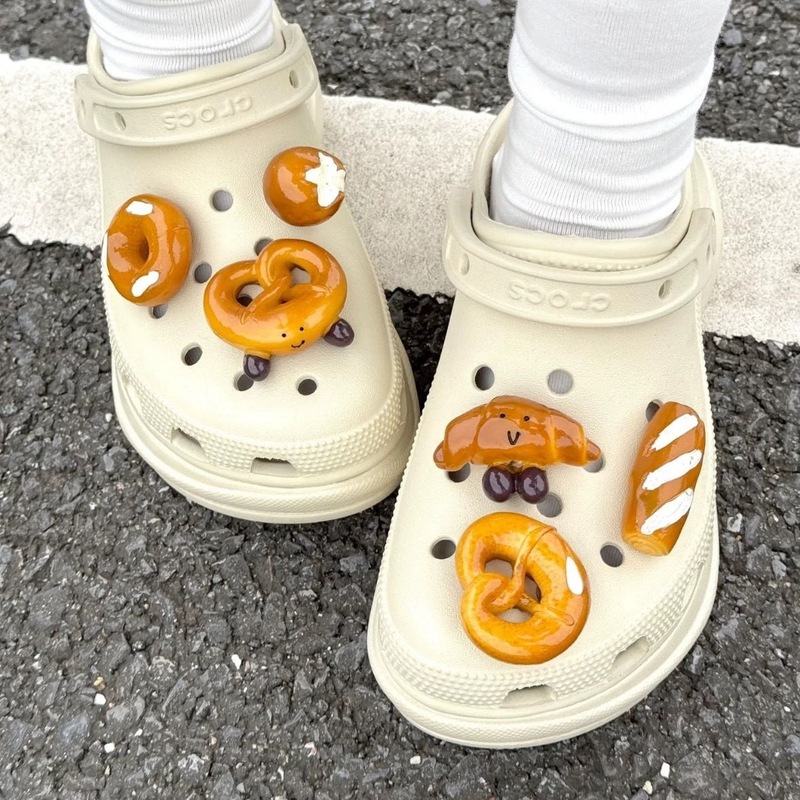 下駄アクセサリー diy 靴花模擬食品おもちゃアルカリ水パンクロワッサン東大門クロスボーダーホット販売靴バックル|undefined