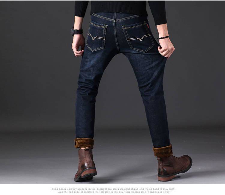 Brand Men jeans Winter Jeans Flannel Stretch High Quality Jean Trousers Men Casual Fashion Pants Men 2023 Men's Pants jeans men_voghion.com