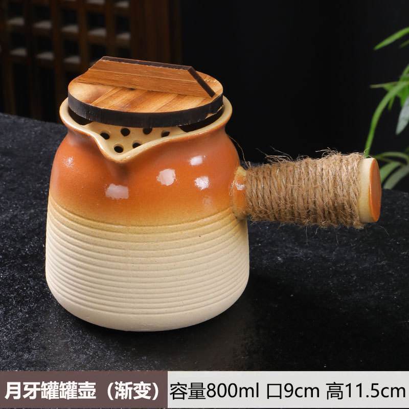 Tetera en una estufa, tarros de té con leche a la parrilla, ollas especiales, utensilios de cerámica de cocción en seco para el hogar, juego completo de juegos de té