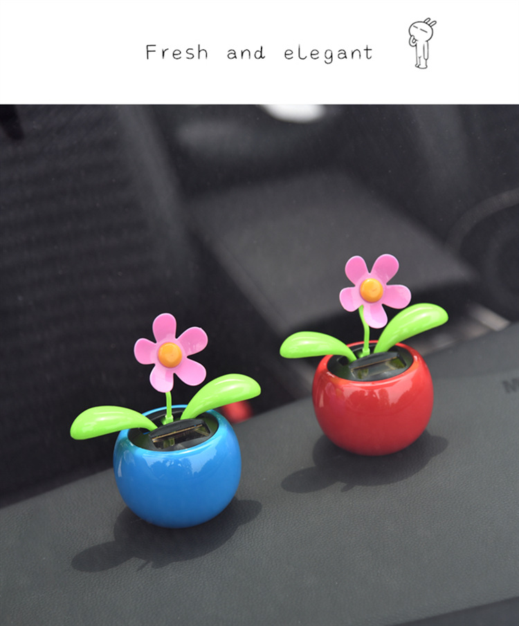 Car-Mounted Swinging Sunflower Creative Solar-Powered Car Dashboard Ornament Car Interior Decoration Apple Blossom for Car