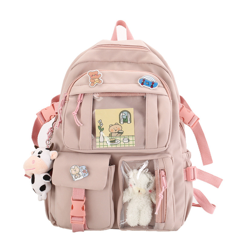 ins-style Large Capacity High School Student Schoolbag Women's Korean-style Harajuku ulzzang Cartoon Backpack for Junior High School Students Backpack