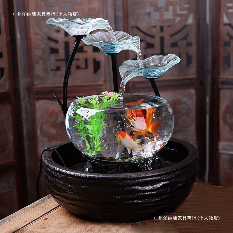 流水循环鱼缸盆景加湿器摆件家用客厅桌面装饰招财乔迁开业礼品
