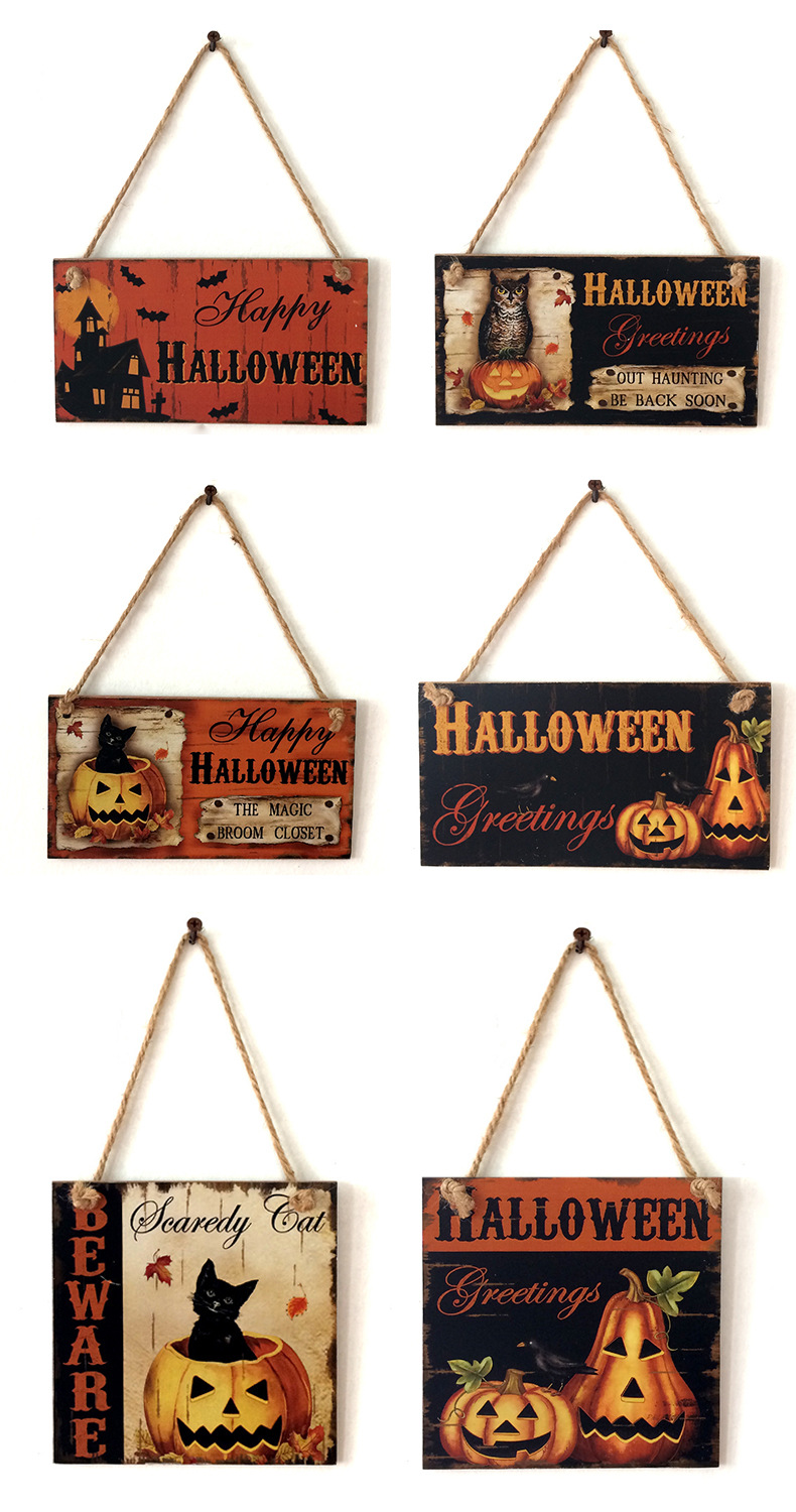 Wooden Crafts Halloween Carnival Night Pumpkin Witch Decoration Pendant display picture 3