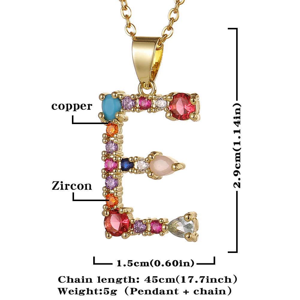 fashion copper micro-encrusted zircon pendant color English letter necklace wholesale