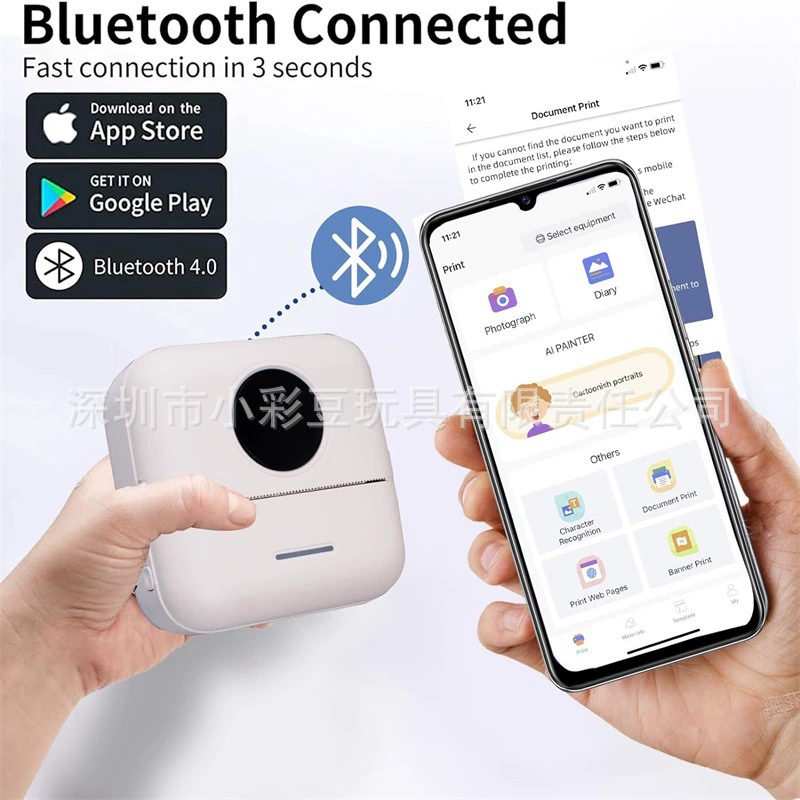 Малый беспроводной принтер для смартфона, печать фото, Bluetooth