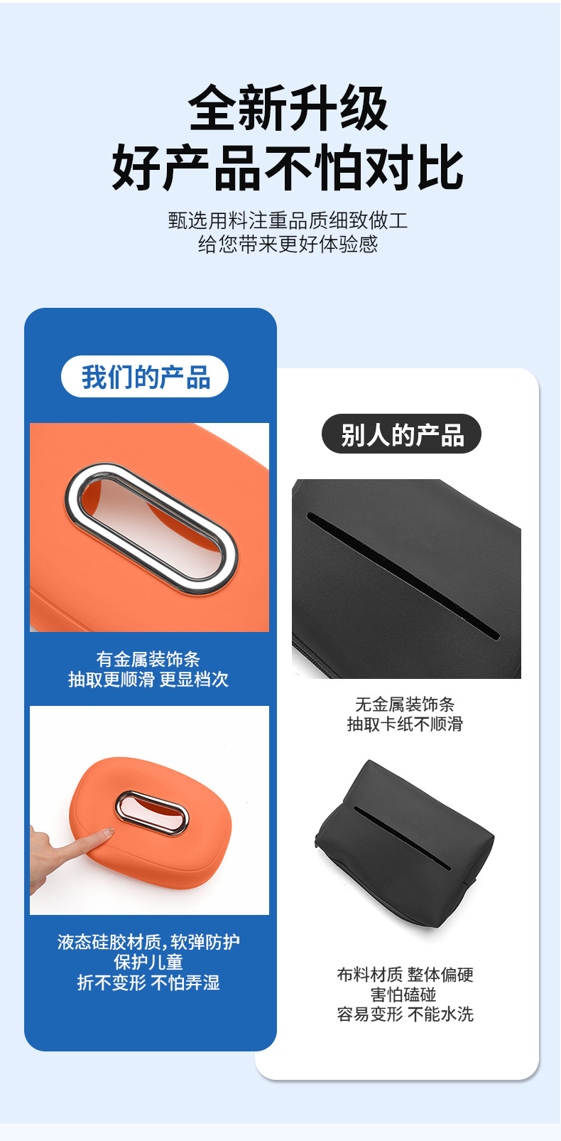 New Creative Car Tissue Box Hanging Silicone Tissue Box In-Car Central Control Armrest Box Seat Tissue Storage Box