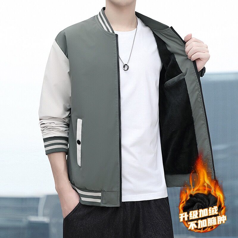 Chaqueta transfronteriza para hombres Otoño e Invierno moda coreana moda casual chaqueta uniforme de béisbol para hombres forro polar superior al por mayor
