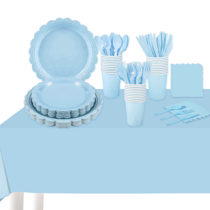 Disposable Plastic-free Paper Tray Paper Cup Monochrome Paper Tray Package Simple Paper Products Picnic Party Household Paper Tray Wholesale