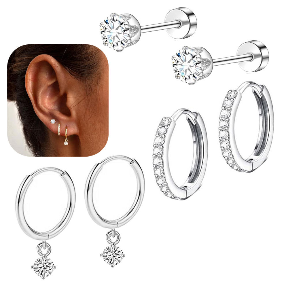 European American Stainless Steel Ear Bone Nails Niche Simple Titanium Steel Screw Cochlear Nails Women Earrings detail image 8