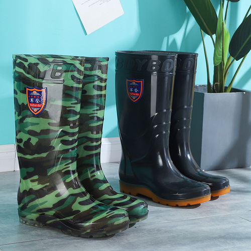 Military-grade labor protective rain boots for men, anti-slip high-tub rain boots, acid and alkali resistant, white, food and water shoes, agricultural work boots, construction site shoes