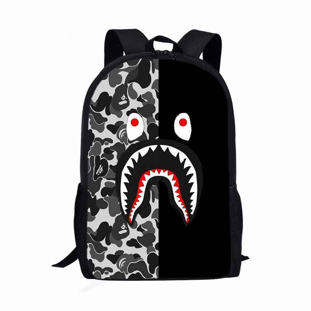 Estudiante de la escuela primaria mochila camuflaje tiburón logotipo imprimible de gran capacidad Mochila para niños mochila de dibujos animados transfronteriza entrega