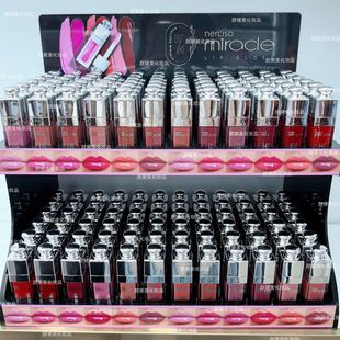 Cross-border New Miracle Display Stand Waterlight Mirror Lip Gloss Doodle Lip Moisturizing Pearlescent Lip Gloss Lipstick