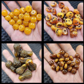 人造蜜蜡玉扣隔片散珠橘红鸡油黄蜜蜡圆珠白菜龟壳算盘珠饰品珠子