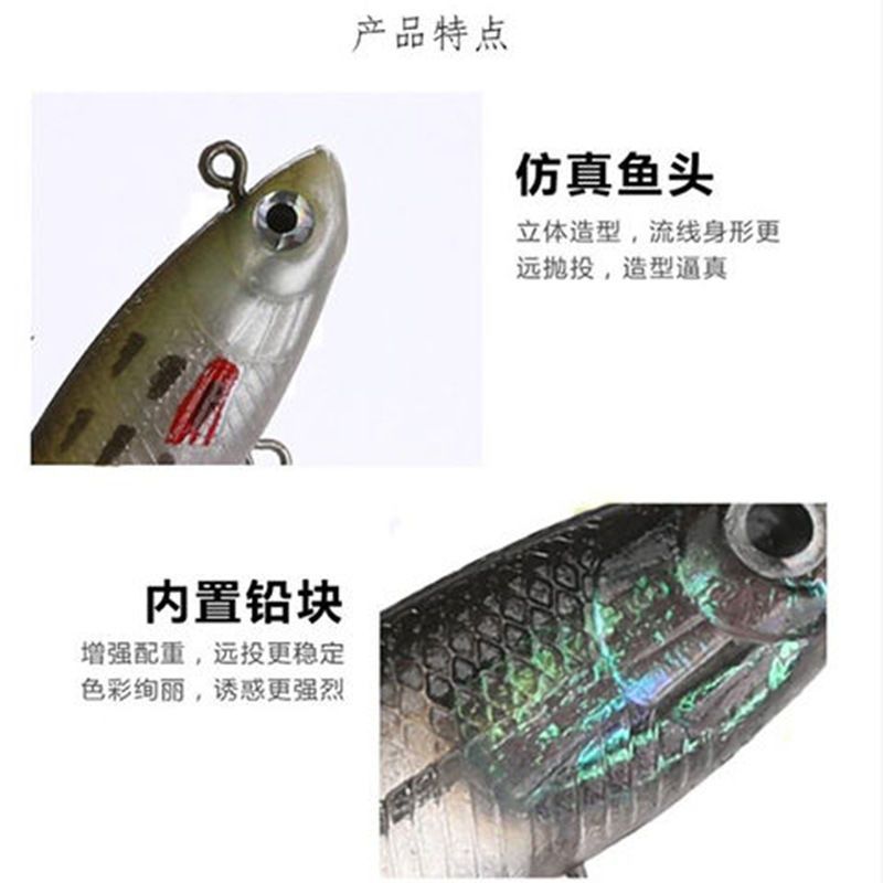Loya cebo blando, cebo de plomo envuelto en cola T, 13g cebo falso, simulación de cola de bobina de luz nocturna, falso lanzamiento de larga distancia, fábrica de boca de peces de salmón de mar.