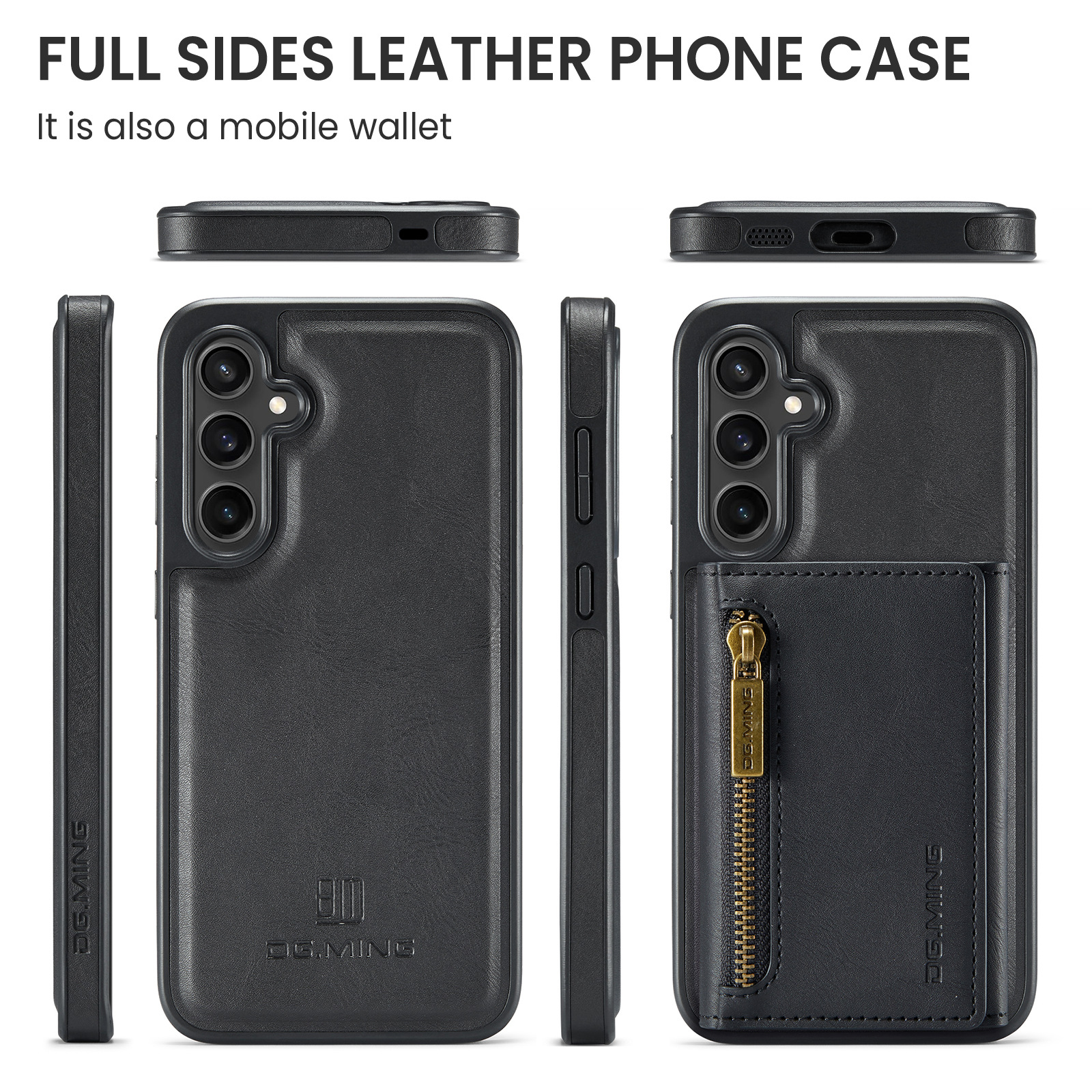 M5 für Samsung S24 magnetische kabellose Ladetelefonhülle S24 Plus Zwei-in-Eins-Anti-Diebstahl-Bürsten-Brieftaschen-Schutzhülle_voghion.com