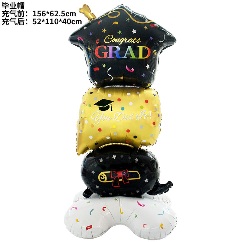 fiesta de graduación de la escuela para tomar fotos de fondo gran sombrero de graduación 4D estereoscópico de pie GRAD oso doctor base globo