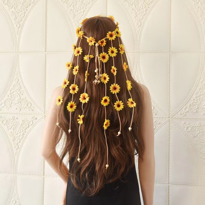 Unisexe Pastorale Tournesol Chiffon Coiffes De Fête Couronne display picture 4