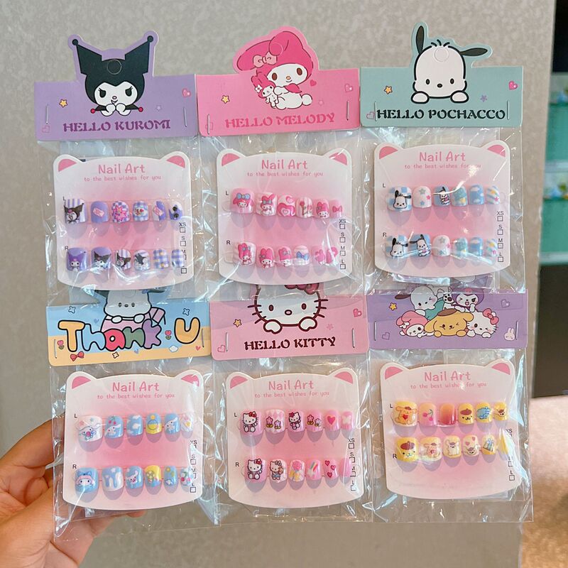 Cartoon Children's Nail Stickers Little Girl Nail Art Stickers Girls Kuromi Nail Stickers Cute Fake Nails Wholesale