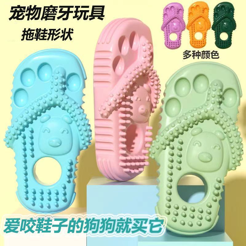 국경 간 슬리퍼 유형 애완 동물 장난감 규정 개 물림 방지 TPR 씹는 어금니 장난감 치아 청소 멀티 컬러 개 장난감