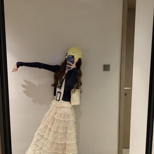 Summer Ballet Net Puffed Cake Dress for Women, Spring and Autumn New Sweet and Slimming Layered French Semi-Body Skirt