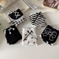 日系洛麗塔蝴蝶結印花可愛少女內褲女士純棉襠包臀中腰學生三角褲