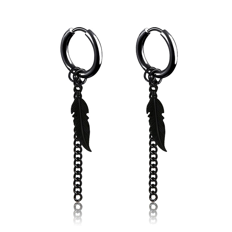 Чёрные серёжки из нержавеющей стали, цепь, подвеска, Aliexpress