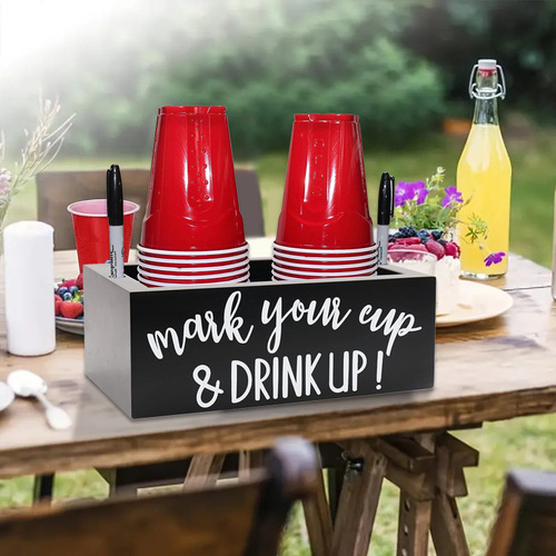 Cross-border wooden cup storage box coffee shop paper cup storage rack with pen holder desktop bar storage wooden box cup holder