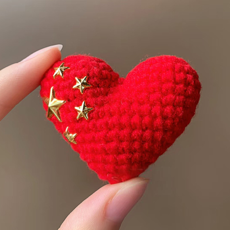 国庆爱心钥匙扣红色桃心周边针织毛线钥匙扣可爱书包挂件小礼品|undefined
