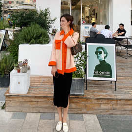 100％澳毛双面羊绒大衣女小香风短款秋冬羊毛大衣衬衫领名媛外套