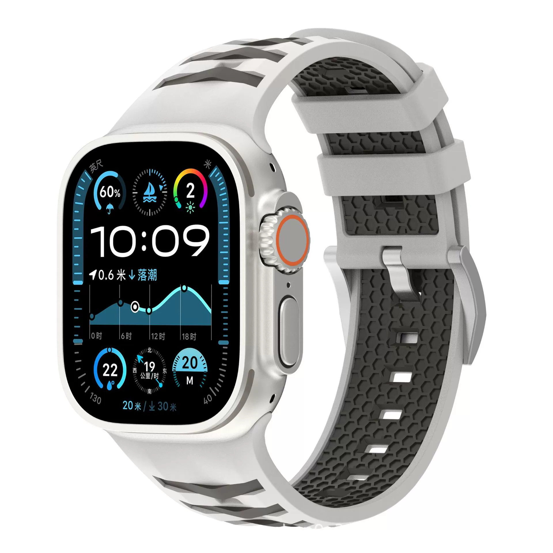 Применимо к высококачественному силиконовому ремешку Apple watch из нержавеющей стали с серебряной пряжкой SE Ultra2 поколения AppleWatch 78910