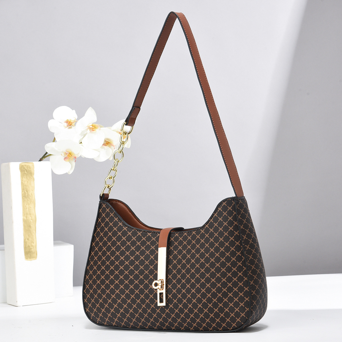 Taizhou bolsas de mujeres bolsas de ajedrez de textura de comercio exterior bolsas de hombro para mujeres