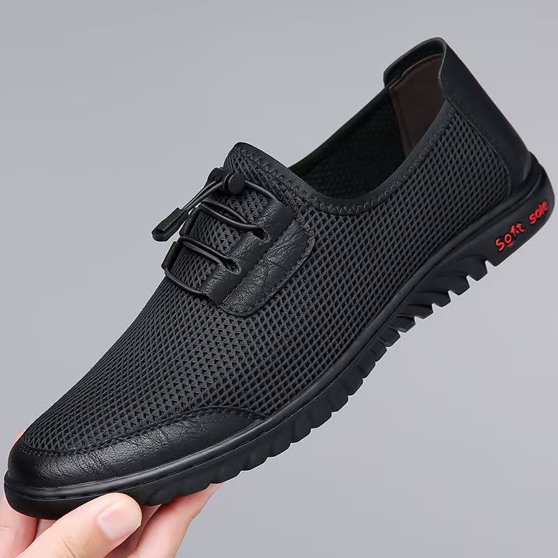 Sandalias transfronterizas para hombre verano nuevo estilo tejido volador malla transpirable zapatos de hombre zapatos casuales de un pie zapatos de papá de mediana edad para hombre image 3