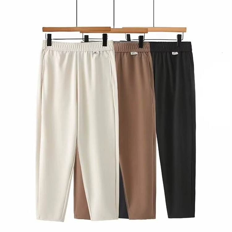 Очень большие повседневные брюки больших размеров с круглой девушкой Весна универсальная простая Высокая талия с маркировкой шаровары брюки с редиской 2402