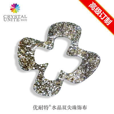 【品牌之选】立体双尖水晶珠饰布图标LOGO闪亮耐水洗服饰图案|ru