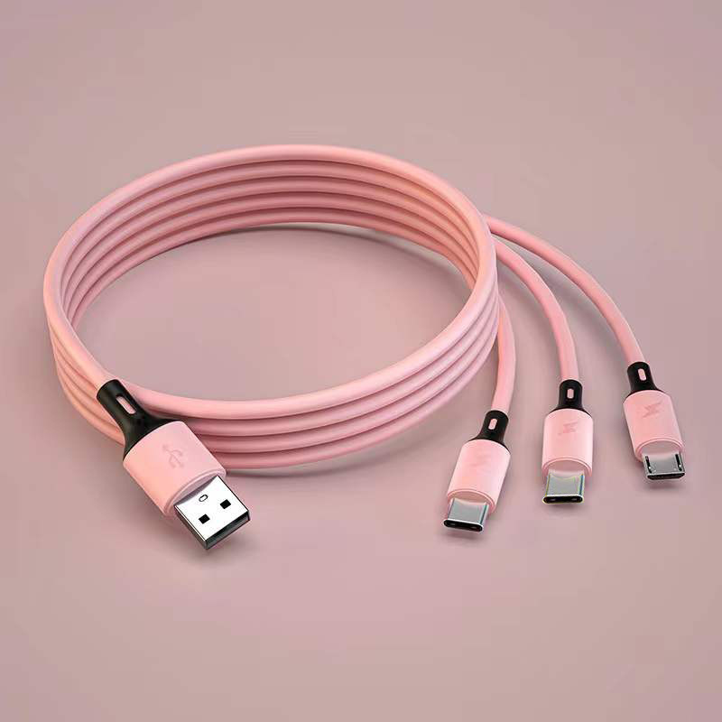 液体シリコーン 1 対 3 携帯電話データケーブル Android Typec スリーインワン充電ギフトに適しており、在庫から入手可能です|undefined