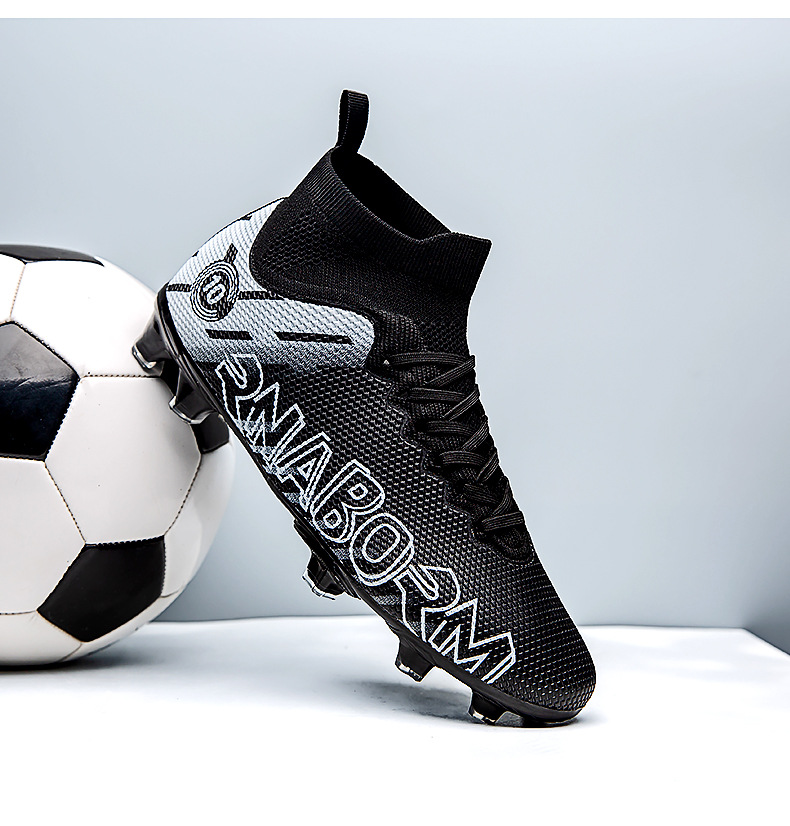 Autumn New High Top Long Men's and Women's Gold School Professional Training Broken Nail Football Shoes_voghion.com