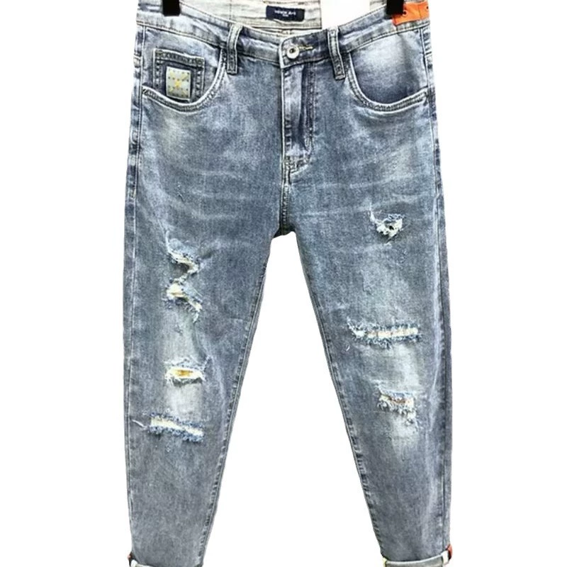 Elite jeans, thin trend trousers, with embroidery, Korean style