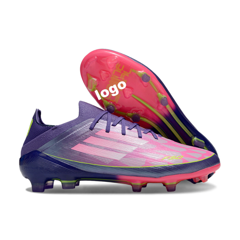 Fábrica de comercio exterior transfronterizo F50 zapatos de fútbol FG rosa con cordón de entrenamiento zapatos de fútbol para hombres hierba natural