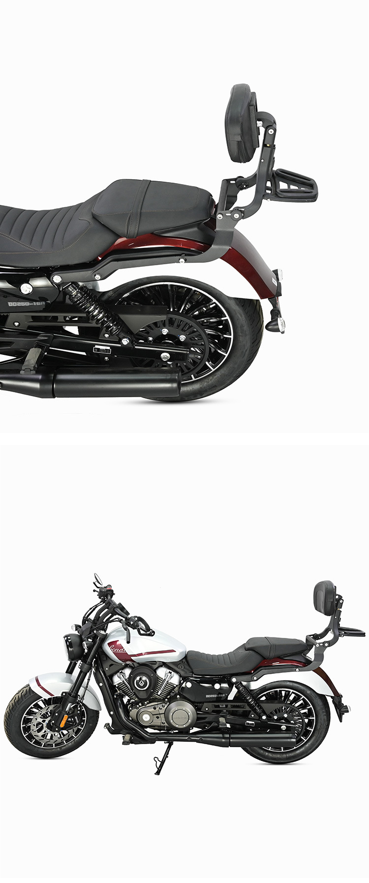 Suitable for Benda gray stone 250 backrest rear tail rack tail rack tail wing curved bow folding backrest modified thick carbon steel