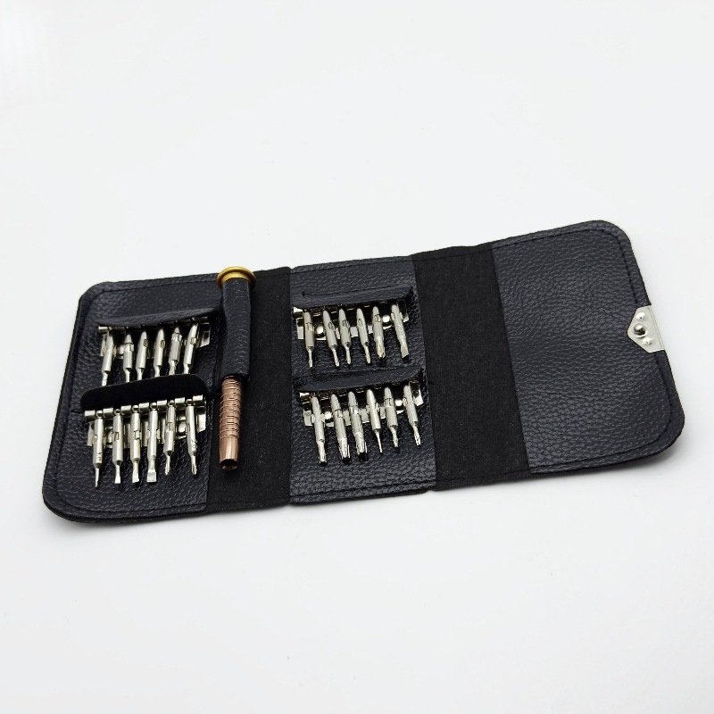 Leather Case 25-in-1 Screwdriver Set, Special-Shaped Combination Screwdriver, Mobile Phone and Glasses Repair and Disassembly Tool Set