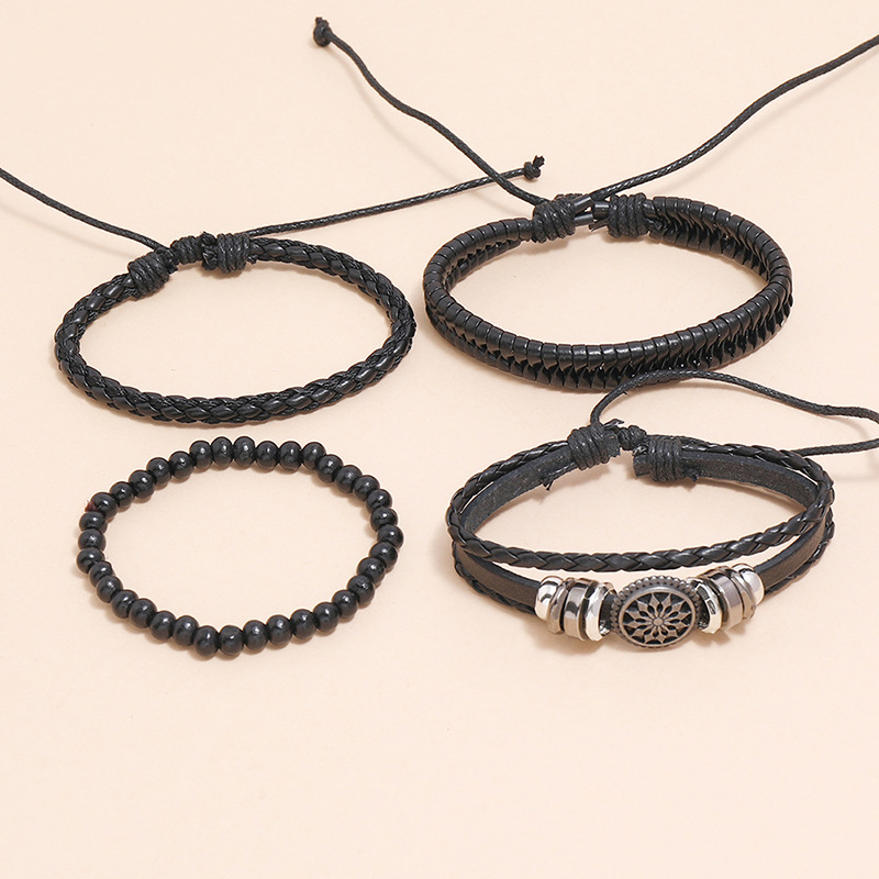 retro woven leather bracelet set wholesale