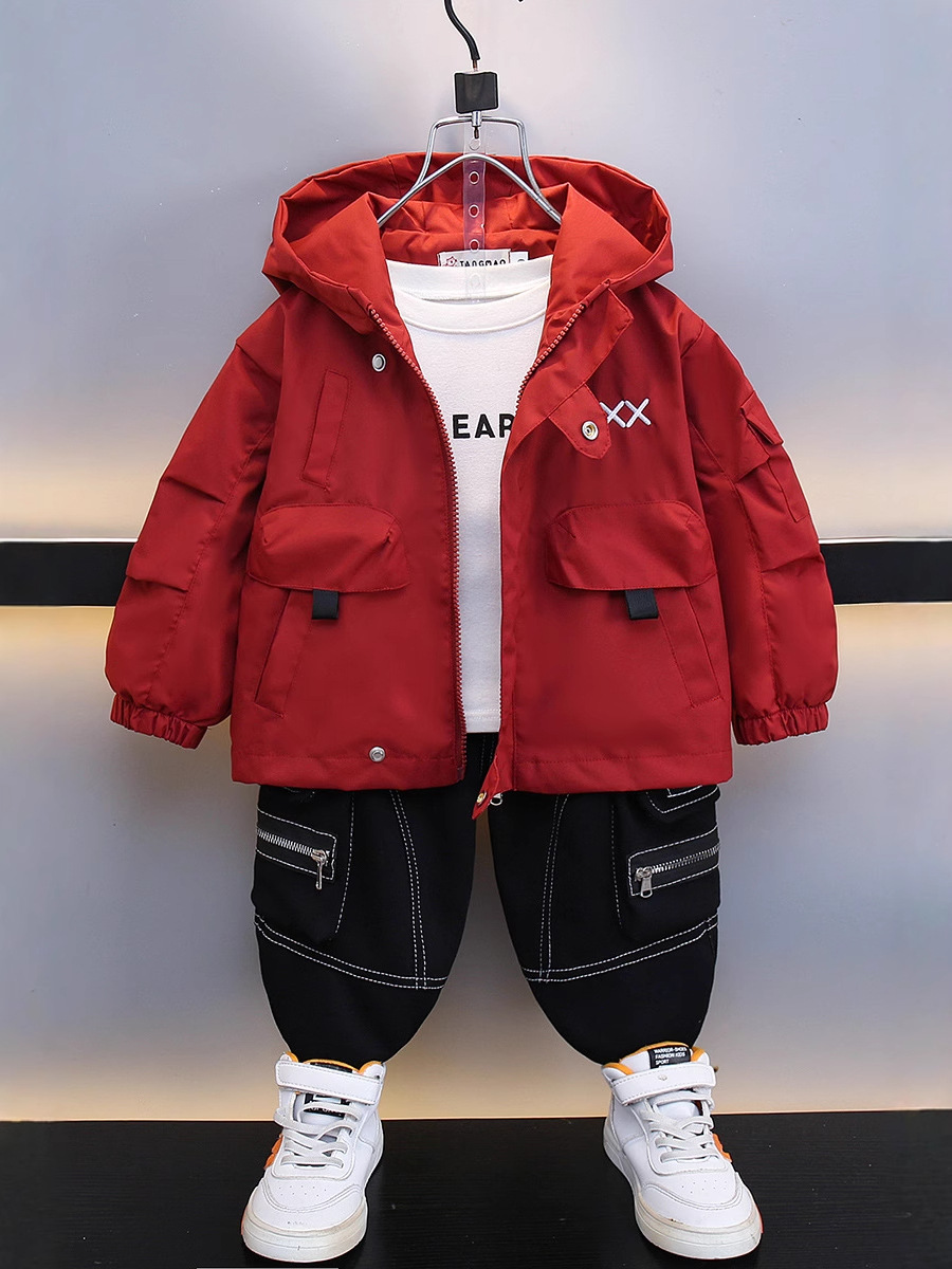 7706 chaqueta de niño modelos de primavera y otoño 2025 nuevo estilo de los niños guapos gabardina de primavera para niños top de bebé de primavera