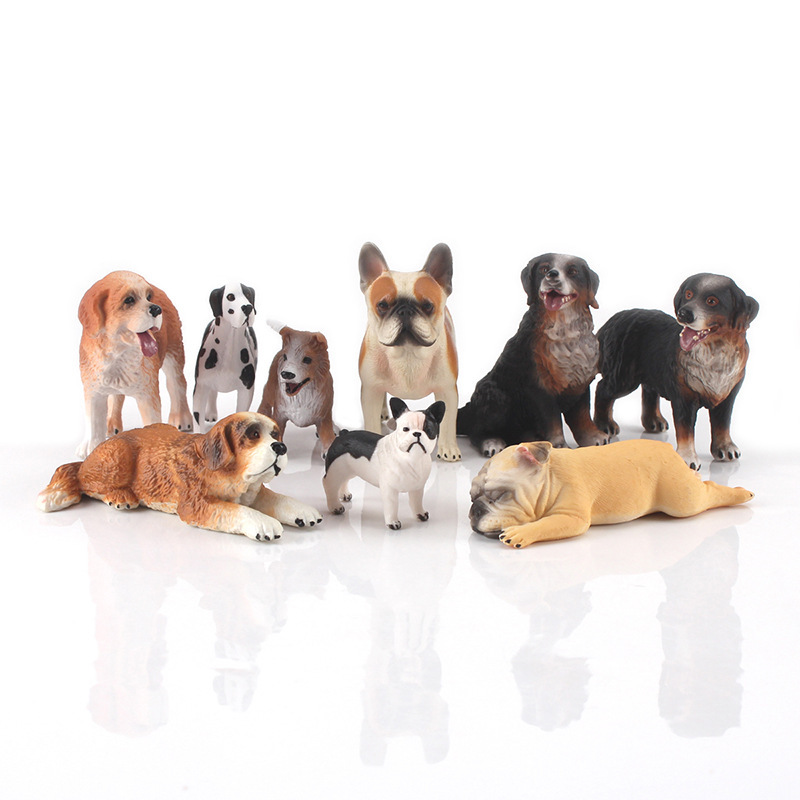 Foreign Trade Simulation Mini Dog Model Set Solid Saint Bernard Bernese Mountain Dog Collie Sheepdog Bulldog